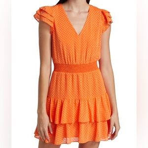 ALICE + OLIVIA Orange Markita Tiered Ruffle Dress in Size 2